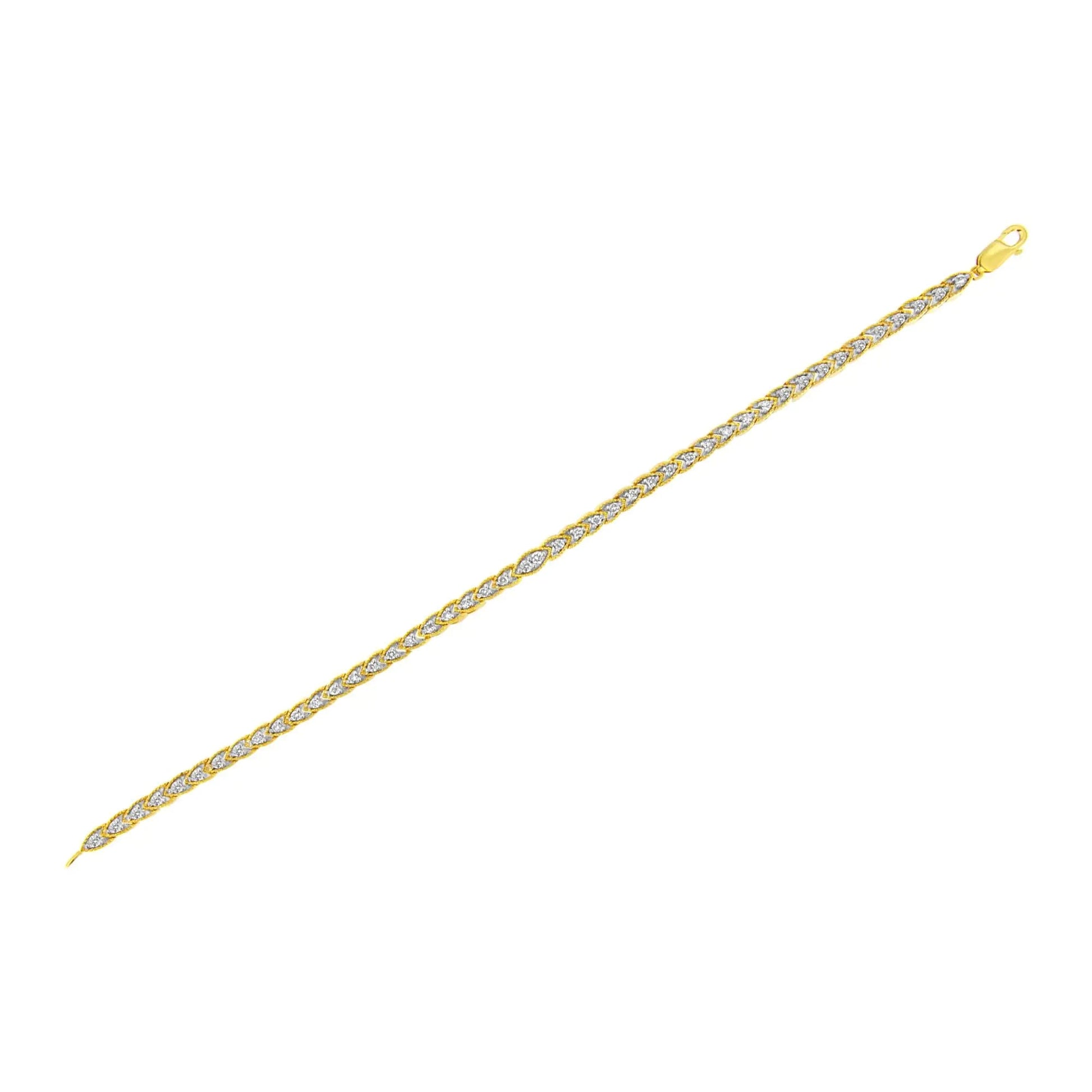 10K Gelbvergoldetes .925 Sterlingsilber 1 Karat Diamanten-Armband in Birnenform mit Krappenfassung (I-J Farbe, I1-I2 Reinheit) - 18,42 cm WEM Support (www.WEM.support)
