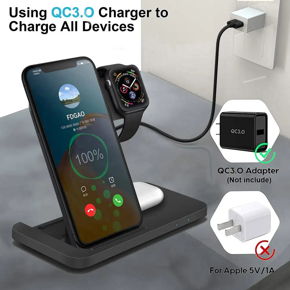 3In1 Wireless Fast Charger Dock Station WEM Support (www.WEM.support)