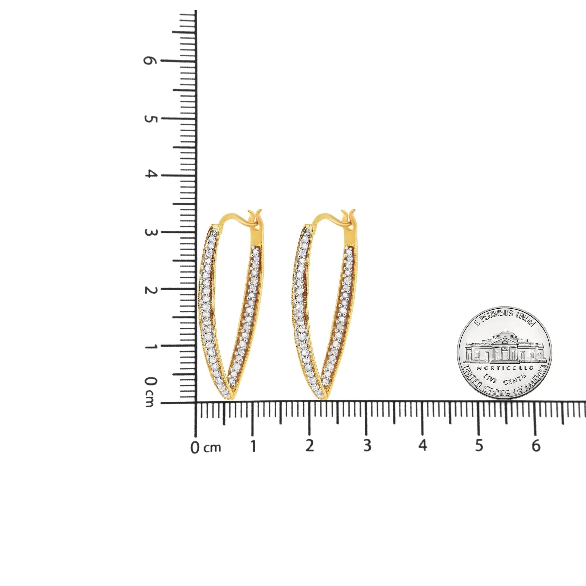 14K Yellow Gold 1/2 Cttw Diamond Inside Out Hoop Earrings for Women (I-J Color, I2-I3 Clarity) WEM Support (www.WEM.support)