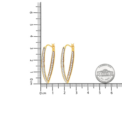 14K Yellow Gold 1/2 Cttw Diamond Inside Out Hoop Earrings for Women (I-J Color, I2-I3 Clarity) WEM Support (www.WEM.support)