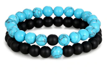 2 Pieces Distance Bracelet Pierre Naturelle Yin Yang Beads Bracelets WEM Support (www.WEM.support)