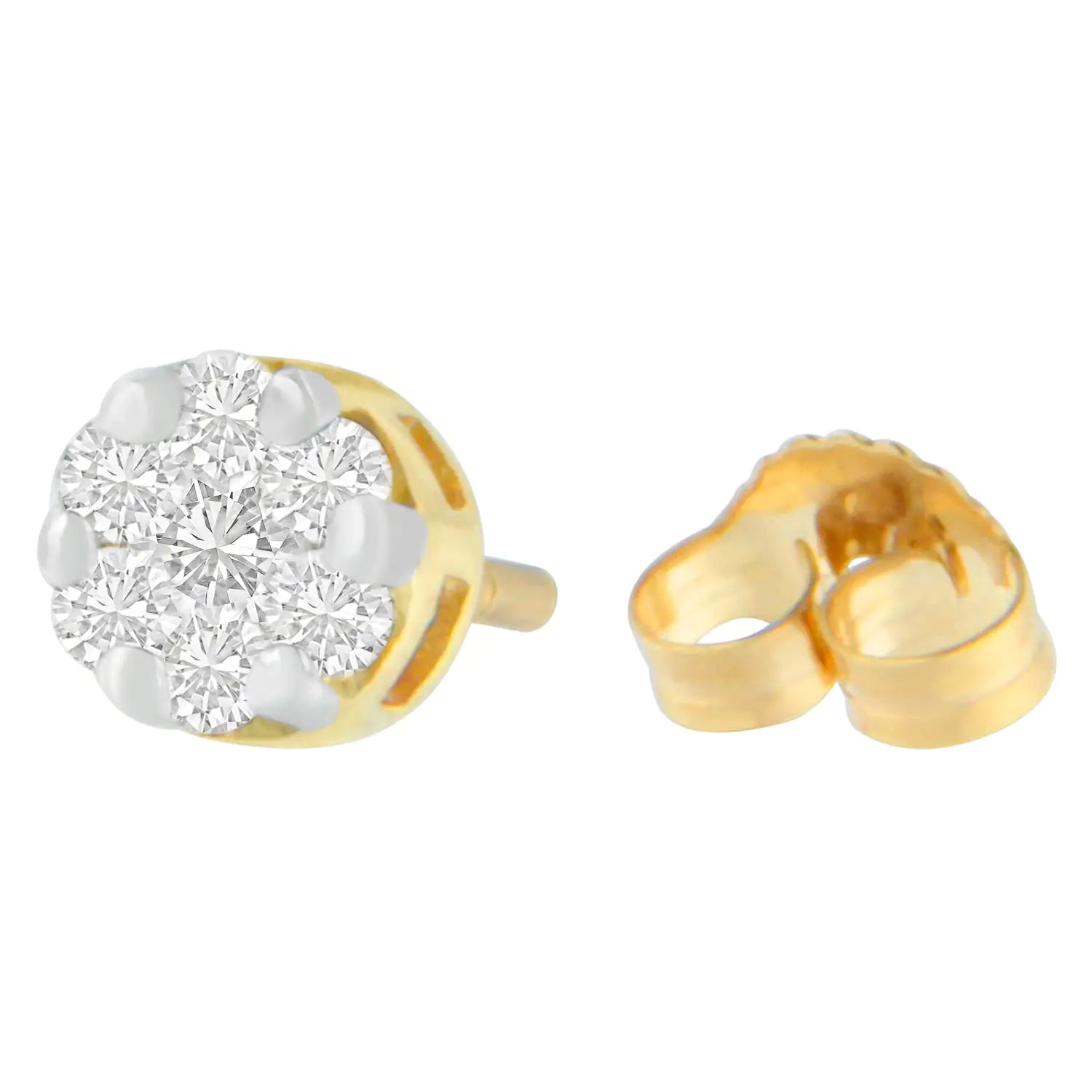14K Yellow Gold 1/2 cttw Round Cut Diamond Earrings (H-I, SI2-I1) WEM Support (www.WEM.support)