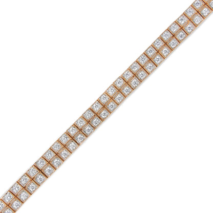 14K Rose Gold 3.0 Cttw Lab Grown Diamond Two Row Milgrain 7" Inch Tennis Bracelet (G-H Color, VS2-SI1 Clarity) WEM Support (www.WEM.support)