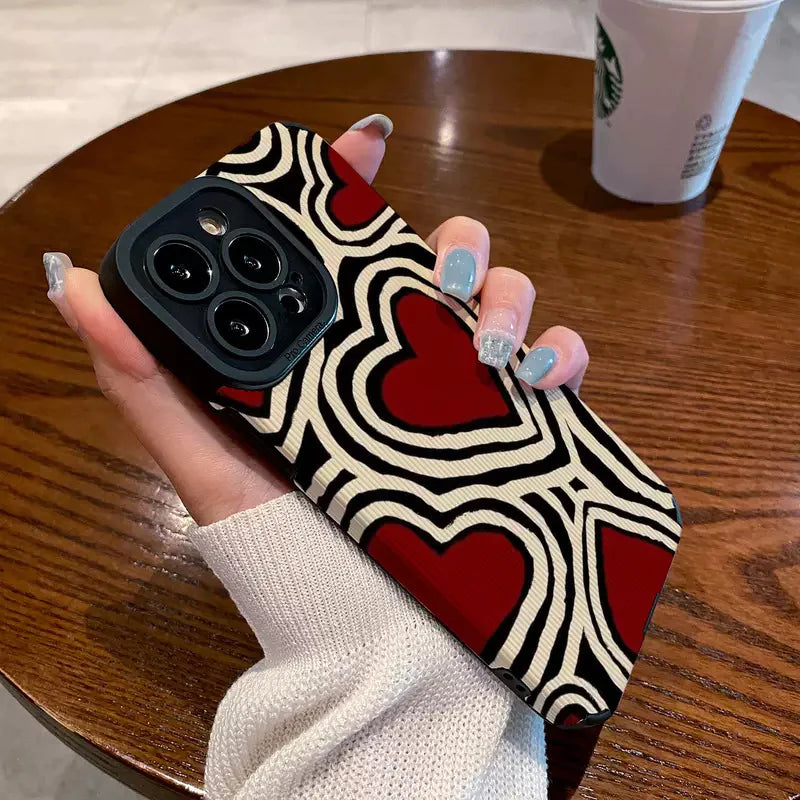 Striped Red Heart Silicone Phone Case HejK.com