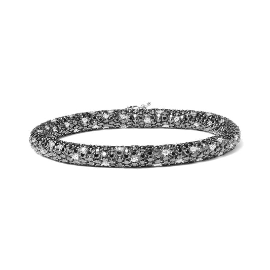 18K White Gold 20.0 Cttw Black and White Pave Set Diamond Eternity Snake Skin Style Tennis Bracelet (Black and G-H Color, SI1-SI2 Clarity) - Size 7" WEM Support (www.WEM.support)