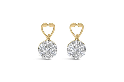 14K Yellow Gold 1ct. TDW Round-cut Diamond Earrings (I-J,SI2-I1) WEM Support (www.WEM.support)