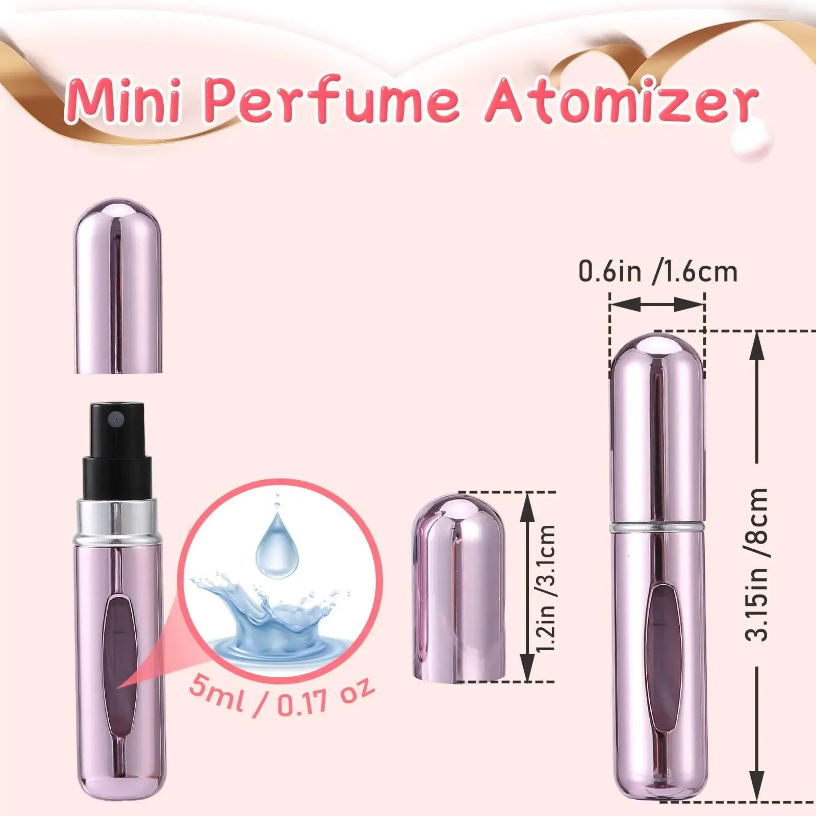 2 pcs Mini Perfume Travel Refillable Bottles-5ml Portable Atomizer Sprayer,Empty Pump Container for Traveling and Outgoing My Store