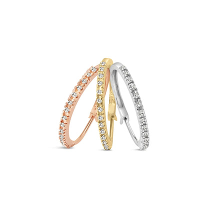 14K Tri-Toned Gold 1/3 Cttw Diamond Triple Hoop Earrings (I-J Color, I2-I3 Clarity) - 22 MM WEM Support (www.WEM.support)