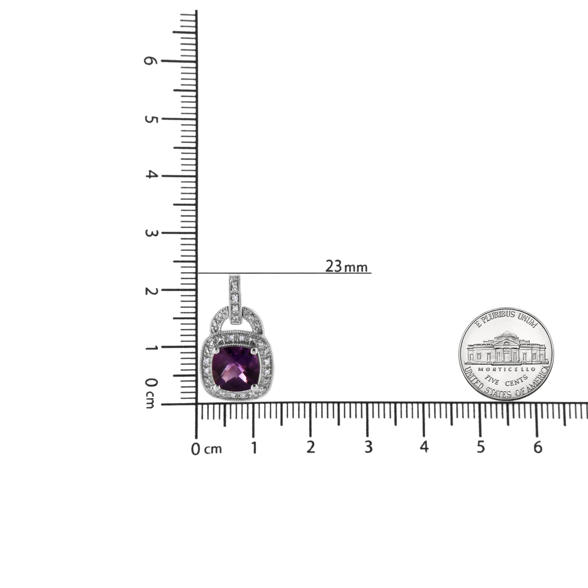.925 Sterling Silver 8MM Natural Cushion Shaped Amethyst and Diamond Accent Halo with Push Back Dangle Earrings (I-J Color, I2-I3 Clarity) WEM Support (www.WEM.support)
