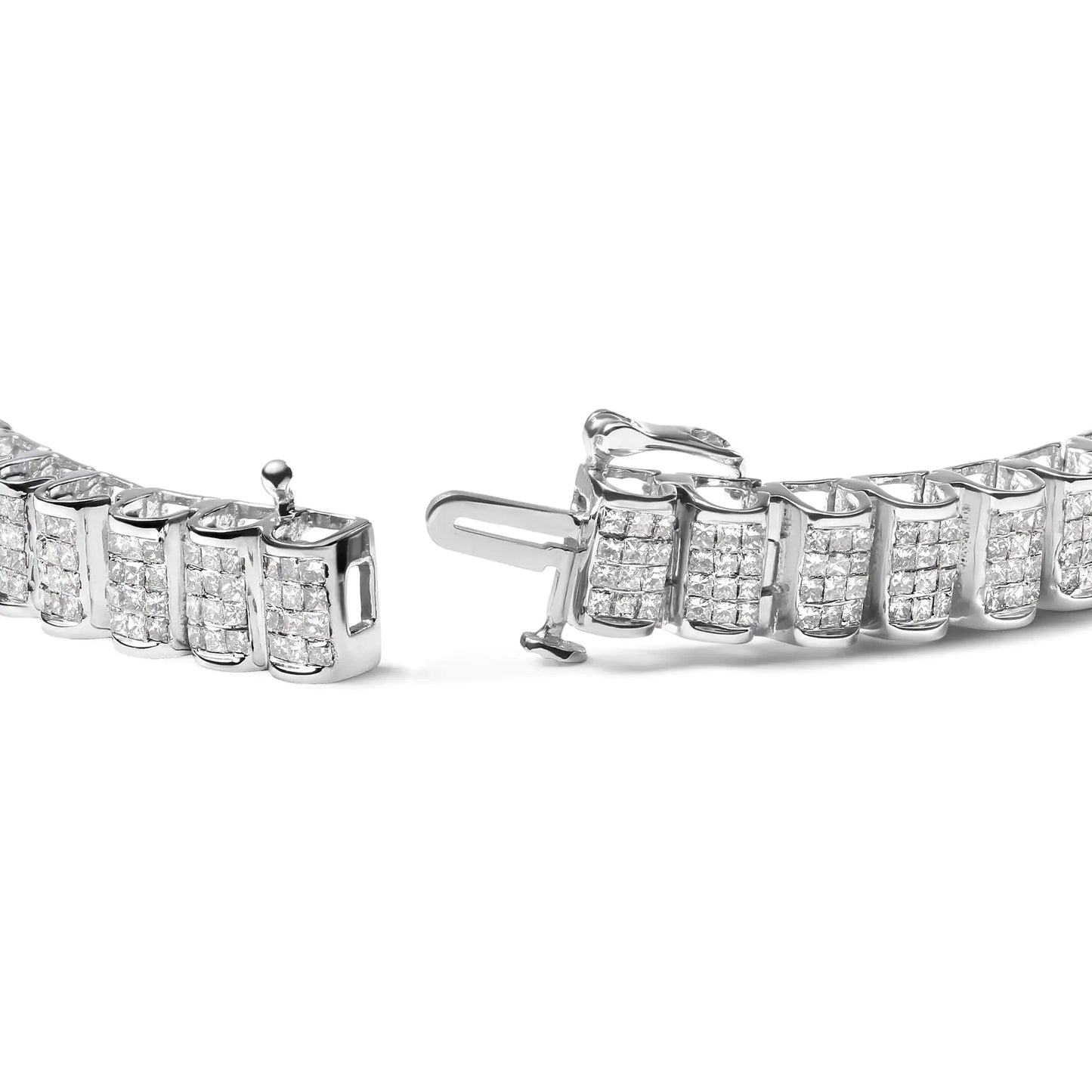 14K Gold 5.00 Cttw Square Princess Cut White Diamond Rectangular Invisible Set Link Tennis Bracelet (H-I Color, SI2-I1 Clarity) - 7.25” Inches WEM Support (www.WEM.support)