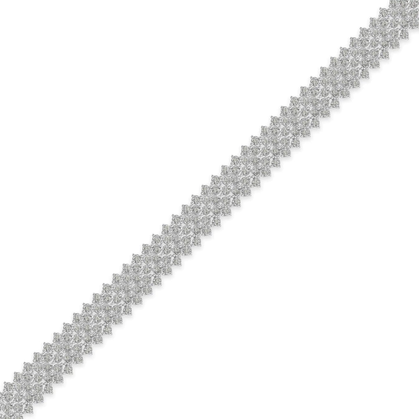 .925 Sterling Silver 3.0 cttw Diamond Multi-Row Tennis Bracelet (I-J Clarity, I3 Color) - Size 7" WEM Support (www.WEM.support)