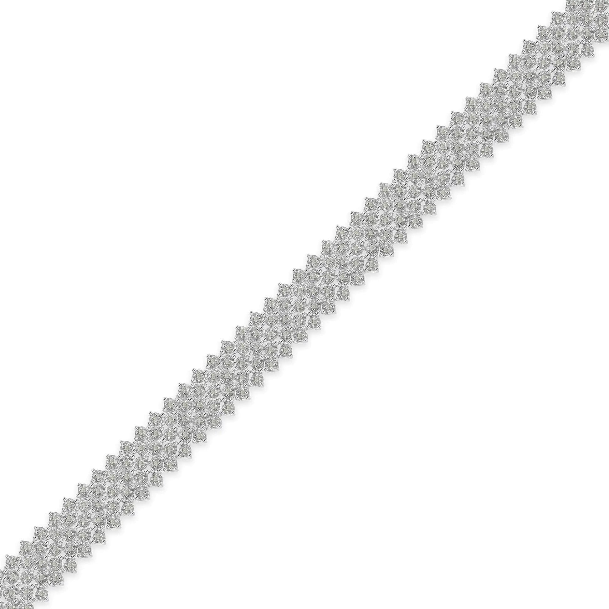 .925 Sterling Silver 3.0 cttw Diamond Multi-Row Tennis Bracelet (I-J Clarity, I3 Color) - Size 7" WEM Support (www.WEM.support)