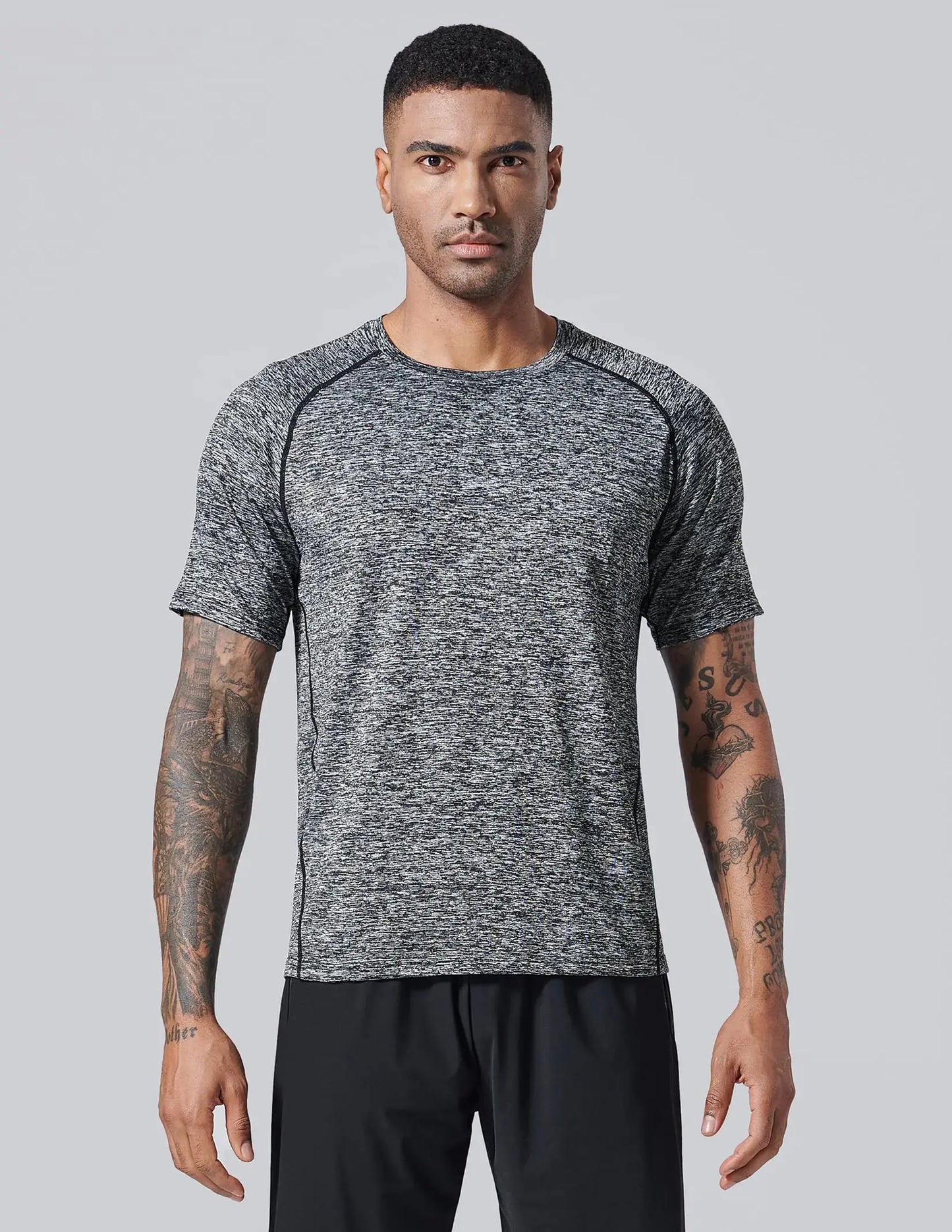 5 Pack Men’s Active Quick Dry Crew Neck T Shirts | Athletic Running Gym Workout Short Sleeve Tee Tops Bulk Light Gray/Gradient Red/Blue/Charcoal/Black Large My Store
