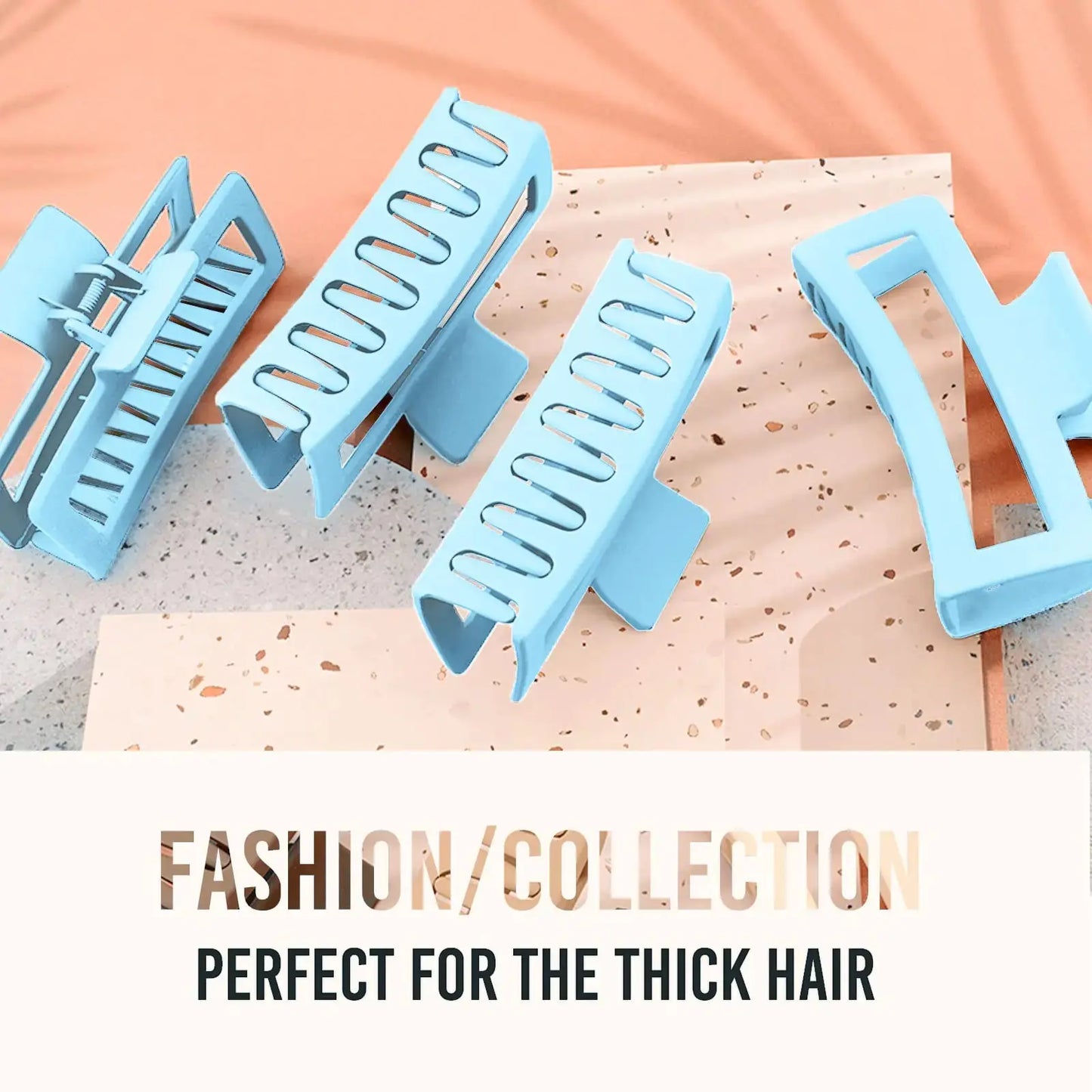 5 Inche Blue Extra Large Claw Clips for Thick Hair and Long Hair, 4 Pack Xl Jumbo Claw clips, Oversized Matte Non-slip Rectangle Hair Clips for Women, Big Strong Hold Jaw Clip My Store