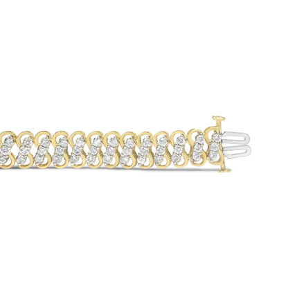 10K Yellow Gold 4.0 Cttw Diamond Triple Row Infinity 7" "S" Link Tennis Bracelet (J-K Color, I2-I3 Clarity) WEM Support (www.WEM.support)