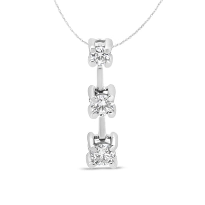 14K Gold Round Diamond Three-Stone Drop Pendant 18" Necklace - (H-I Color, SI1-SI2 Clarity) WEM Support (www.WEM.support)