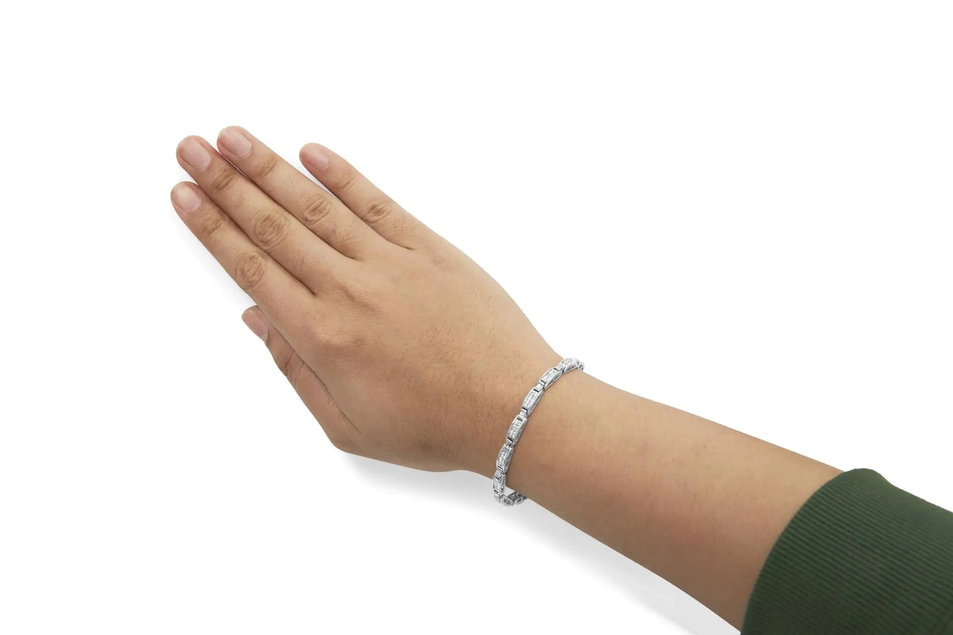 14K White Gold 2.0 Cttw Baguette and Princess-Cut Diamond Tennis Bracelet (H-I Color, SI1-SI2 Clarity) - 7" WEM Support (www.WEM.support)