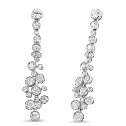 18K White Gold 3.15 Cttw Round Diamond Waterfall Drop Dangle Stud Earrings (H-I Color, VS1-VS2 Clarity) WEM Support (www.WEM.support)