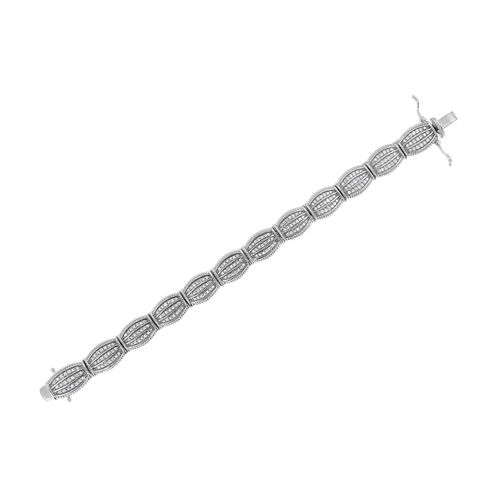 .925 Sterling Silver 3.0 Cttw Prong Set Diamond Art Deco Style Tennis Bracelet (I-J Color, I2-I3 Clarity) - 7.25" WEM Support (www.WEM.support)