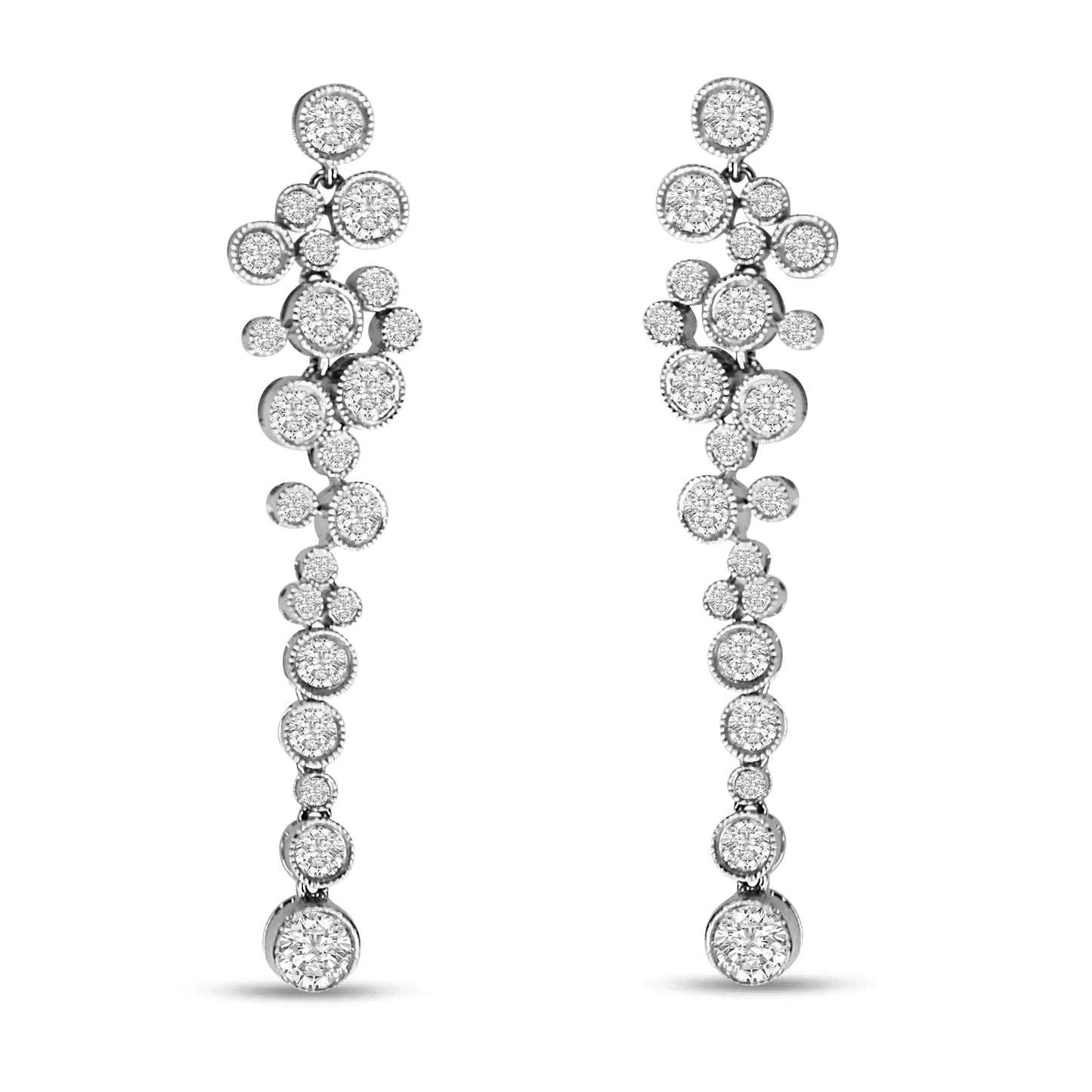 18K White Gold 3.15 Cttw Round Diamond Waterfall Drop Dangle Stud Earrings (H-I Color, VS1-VS2 Clarity) WEM Support (www.WEM.support)