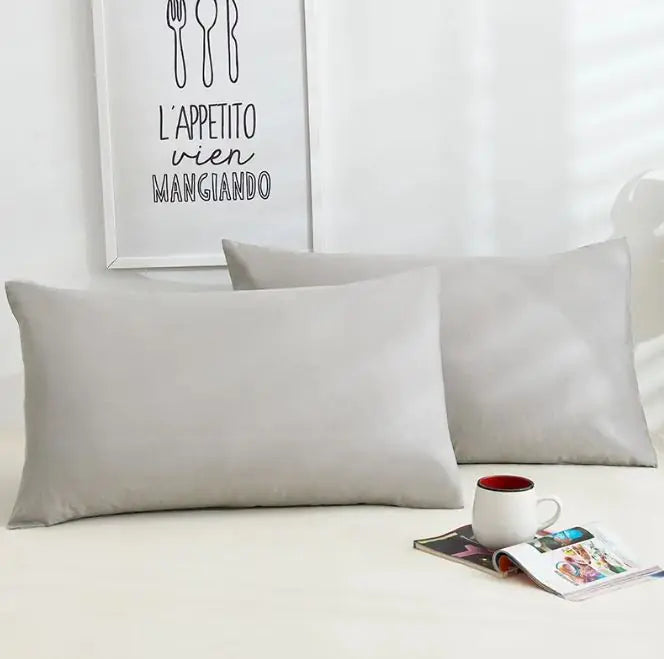 A Pair Of Pure Color Cotton Pillowcases WEM Support (www.WEM.support)