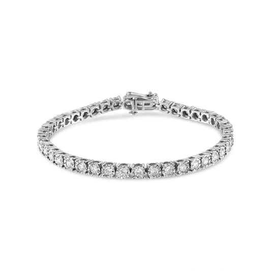 .925 Sterling Silver 3.0 Cttw Diamond Illusion-Set Miracle Plate Tennis Bracelet (I-J Color, I3 Clarity) - 7" WEM Support (www.WEM.support)