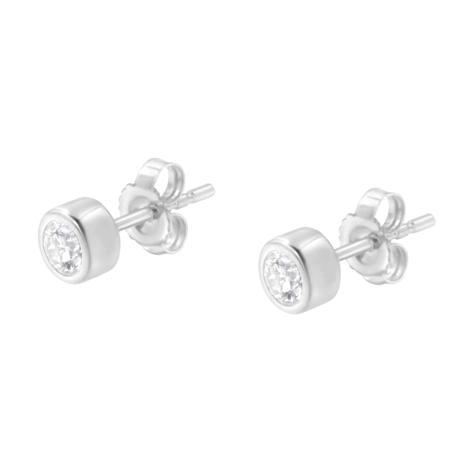 10K Gold 0.30 Cttw Round Brilliant-Cut Near Colorless Diamond Bezel-Set Stud Earrings (H-I Color, I1-I2 Clarity) WEM Support (www.WEM.support)