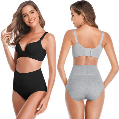 Womens Underwear High Waist Cotton Underwear Soft Underwear Super Stretchy Briefs Full Coverage Panties Women Medium-Large Multi B-5 Pack My Store