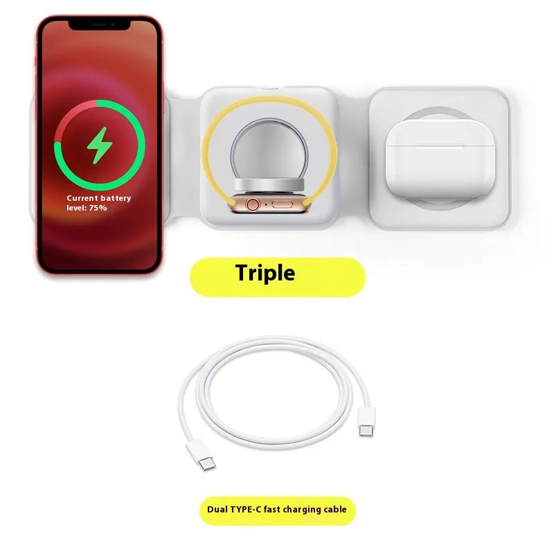 3 In 1 Magnetic Wireless Charging Folding Mobile Phone Holder WEM Support (www.WEM.support)