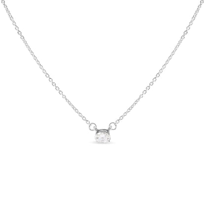 14K White Gold 1/4 Cttw Lab Grown Oval Solitaire Diamond East West 18" Pendant Necklace (G-H Color, VS2-SI1 Clarity) WEM Support (www.WEM.support)