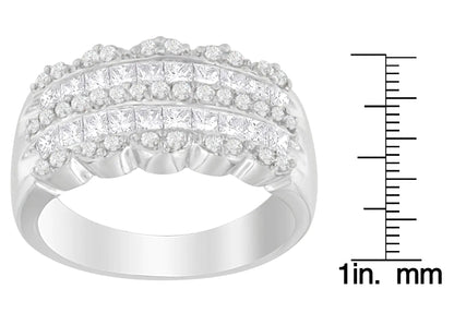14K White Gold 1 1/7ct. TDW Round and Princess-Cut Diamond Ring(H-I, SI2-I1) WEM Support (www.WEM.support)