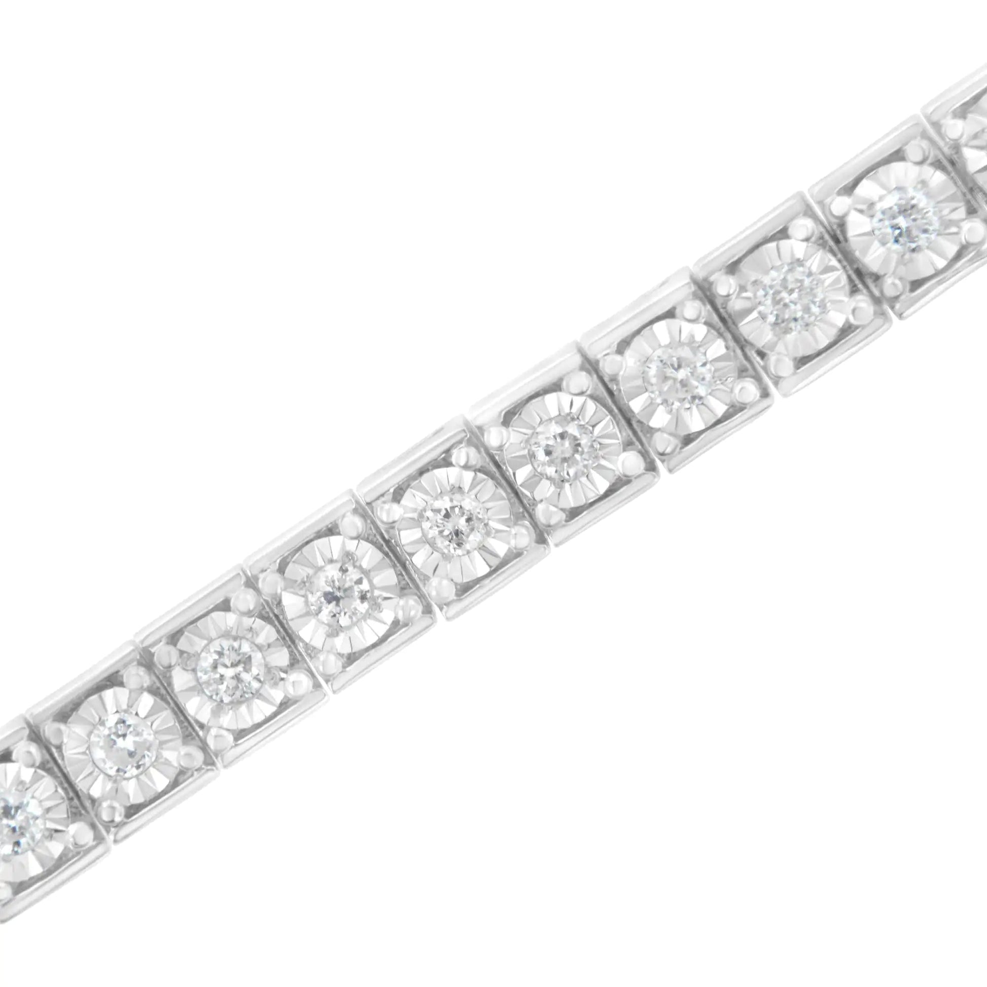 .925 Sterling Silver Brilliant-Cut Round Diamond Square Frame Miracle-Set Tennis Bracelet (2 cttw, I-J Color, I2-I3 Clarity) - Size 7" WEM Support (www.WEM.support)