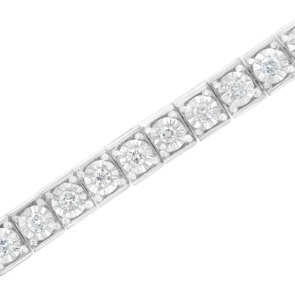 .925 Sterling Silver Brilliant-Cut Round Diamond Square Frame Miracle-Set Tennis Bracelet (2 cttw, I-J Color, I2-I3 Clarity) - Size 7" WEM Support (www.WEM.support)
