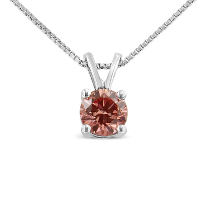 14K Weißgold 1/4 Cttw Rund Brillant Geschliffener Laborgezüchteter Diamant 4-Krappen Solitär Anhänger Halskette WEM Support (www.WEM.support)