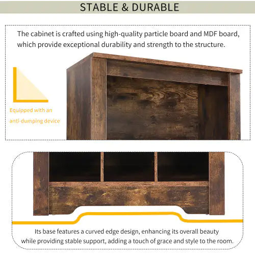 Stylish Design 30 Shoe Cabinet Console, Modern Shoe Cabinet, Multiple Storage Capacity, Self-standing High Cabinet, Suitable For Hallway, Bedroom, Rustic Brown WEM Support (www.WEM.support)