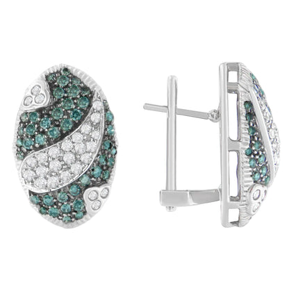 14K White Gold 2 cttw White and Treated Blue Diamond Earrings (H-I, SI1-SI2) WEM Support (www.WEM.support)