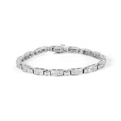 14K White Gold 2.0 Cttw Baguette and Princess-Cut Diamond Tennis Bracelet (H-I Color, SI1-SI2 Clarity) - 7" WEM Support (www.WEM.support)