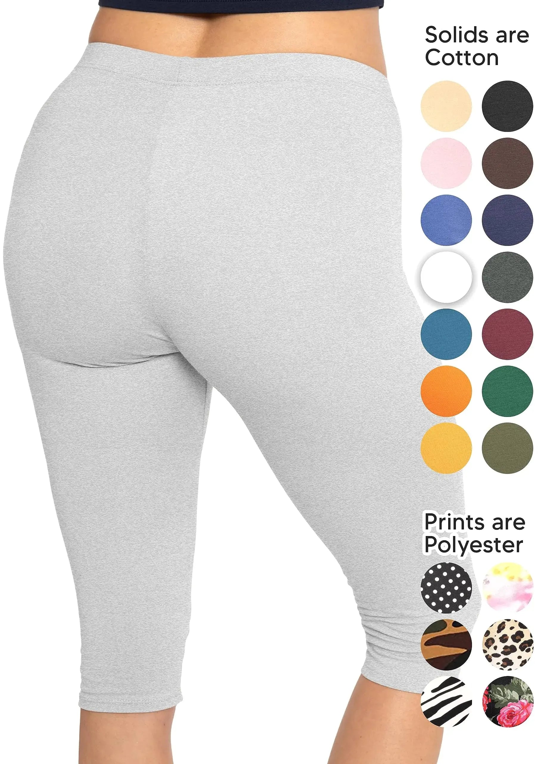 Women's and Plus Size Knee-Length and Ankle Length Leggings | X-Small- 7X Adult Knee Length Small Heather Gray My Store