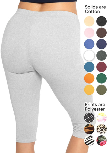 Women's and Plus Size Knee-Length and Ankle Length Leggings | X-Small- 7X Adult Knee Length Small Heather Gray My Store