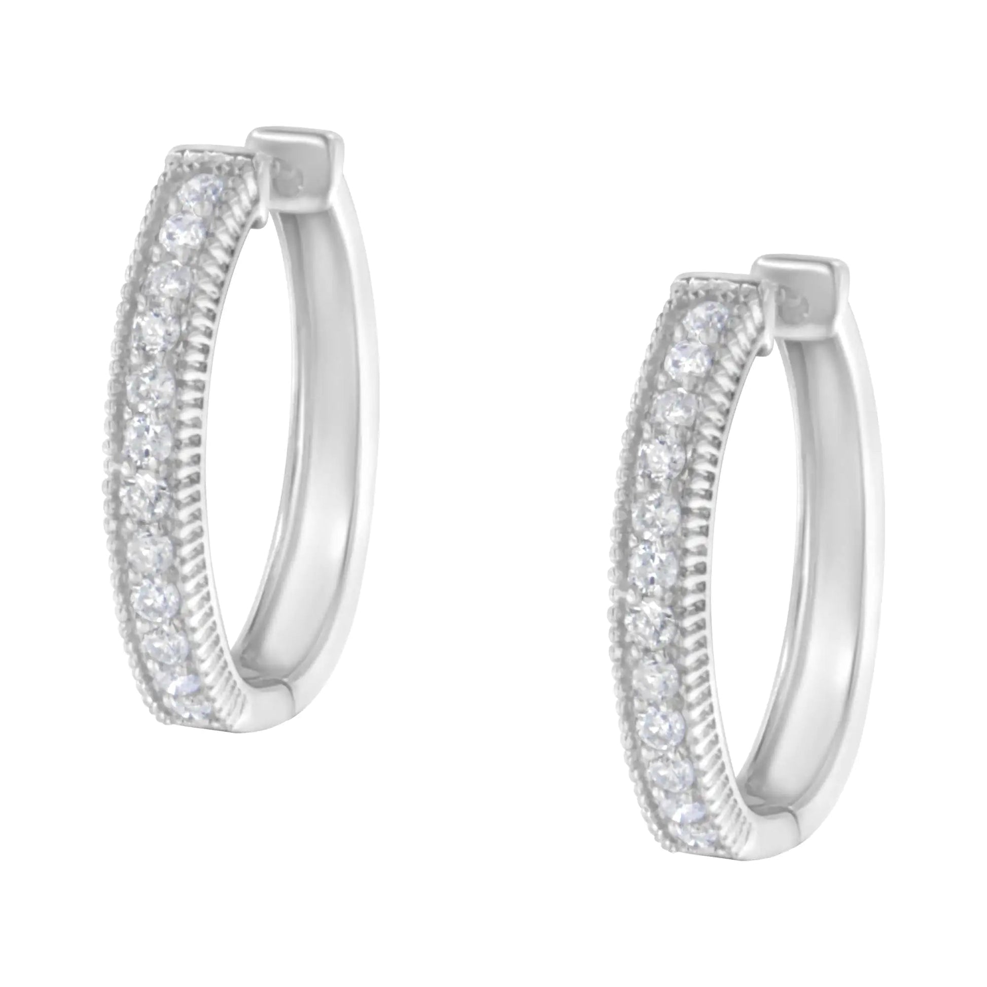 10KT White Gold Diamond Hoop Earring (1.00 cttw, H-I Color, I1-I2 Clarity) WEM Support (www.WEM.support)