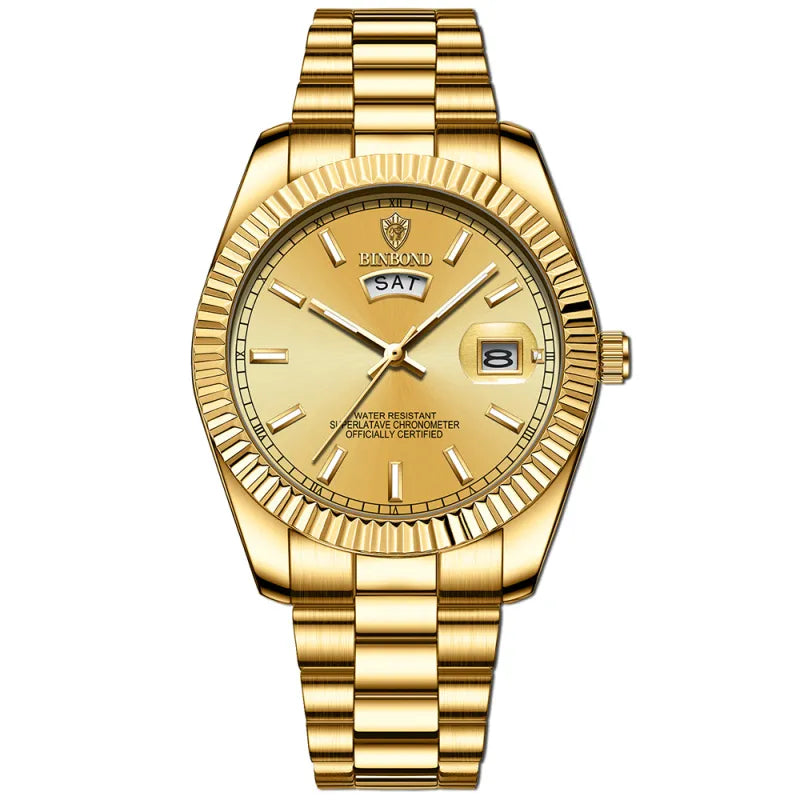 Steel Belt Waterproof Double Calendar Luminous Watch WEM Support (www.WEM.support)