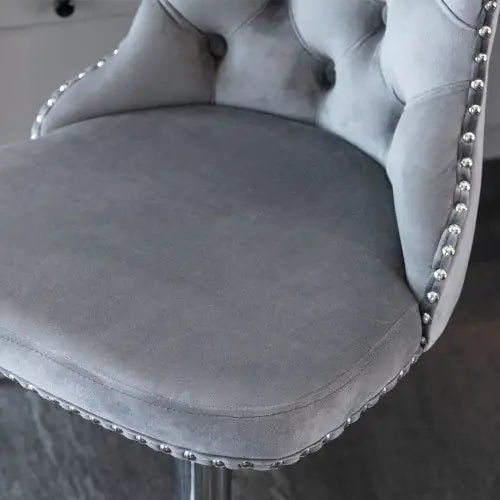 Swivel Velvet Barstools Adjusatble Seat Height From 25-33 Inch Gray Set Of 2 WEM Support (www.WEM.support)