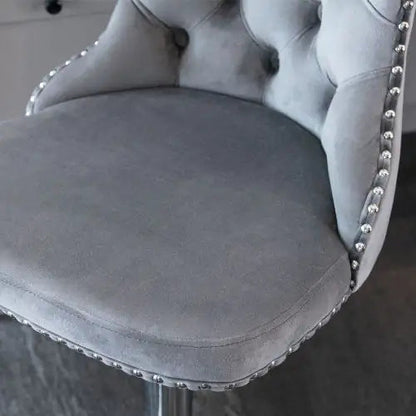 Swivel Velvet Barstools Adjusatble Seat Height From 25-33 Inch Gray Set Of 2 WEM Support (www.WEM.support)