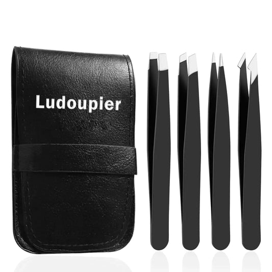 [4+1 Pieces] Tweezers Set with Travel Case, Great Precision Upgrade Professional Anti-rust Alloy Tweezers for Women & Men, Multi-purpose as Eyebrows Facial Hair Ingrown Hair Removal My Store