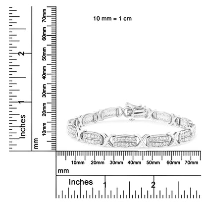 .925 Sterling Silver 2.0 cttw Diamond 2 Row X-Link Bracelet (I-J Color, I3 Clarity) -7" WEM Support (www.WEM.support)