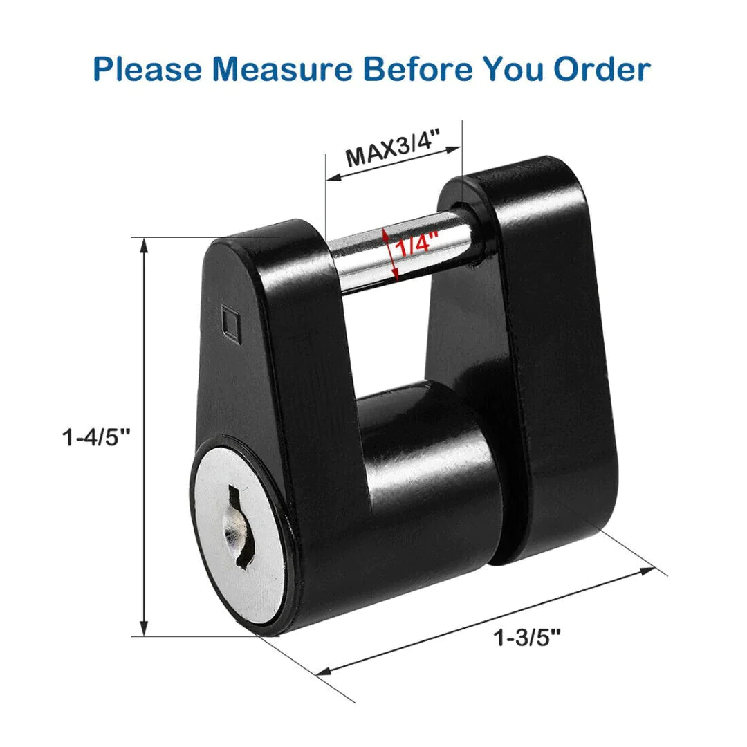 Trailer Hitch Coupler Lock Dia 1/4" Span 3/4" For Tow Boat RV Truck Car + 2 Keys WEM Support (www.WEM.support)