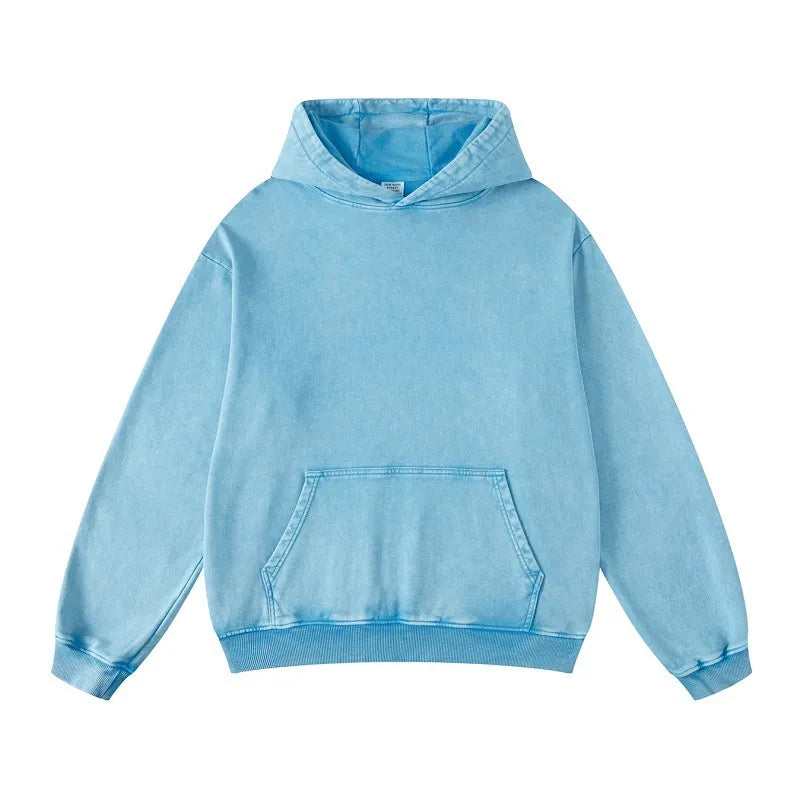 Thickened Washed Old Gradient Solid Color Batik Hooded Sweater For Men WEM Support (www.WEM.support)
