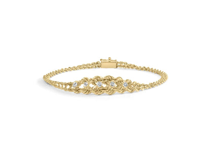 10K Yellow Gold 1/4 Cttw Round-Cut Diamond Basket Weave Rope Chain Style 7" Bracelet (H-I Color, I1-I2 Clarity) WEM Support (www.WEM.support)