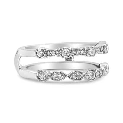 14K White Gold 1/3 Cttw Diamond Parallel Split Shank Wrap Ring Guard Enhancer (I-J Color, I2-I3 Clarity) WEM Support (www.WEM.support)