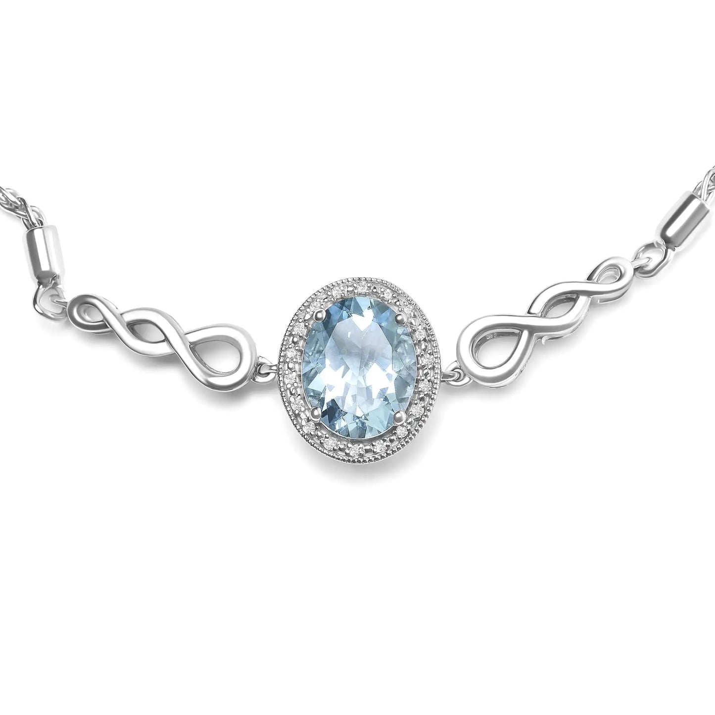 .925 Sterling Silver 10x8mm Oval Blue Topaz and Diamond Accent Lariat 4”-10” Adjustable Bolo Bracelet (H-I Color, SI1-SI2 Clarity) WEM Support (www.WEM.support)
